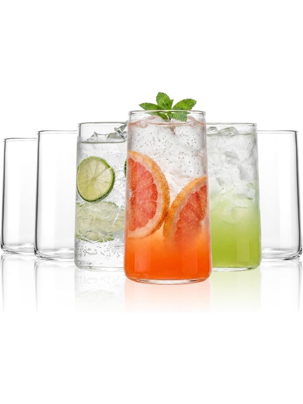 Set of 6 Thick Wall 17 OZ Highball Drinking Glasses - Perfect for Cocktails
